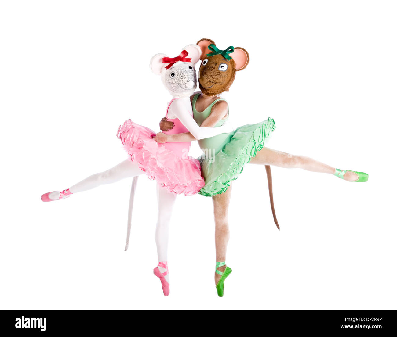 Angelina Ballerina and friend en pointe looking into camera photographed in the studio. Stock Photo