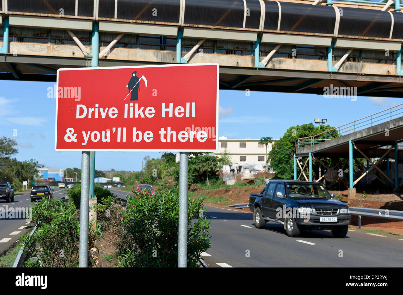 Signpost on the Motorway 2, Mauritius Stock Photo Alamy