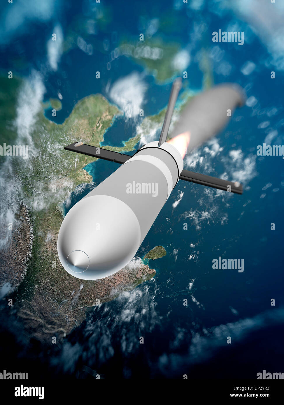 Intercontinental missile, artwork Stock Photo