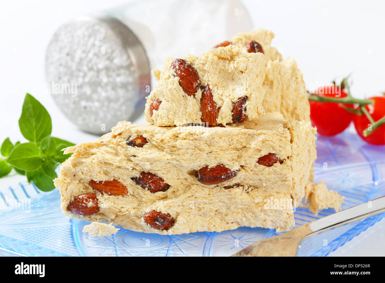 Pieces of Greek halva with almonds Stock Photo Alamy
