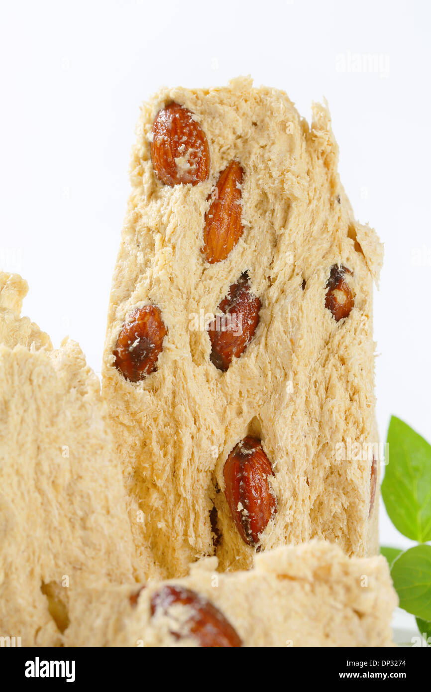Pieces of Greek halva with almonds Stock Photo Alamy