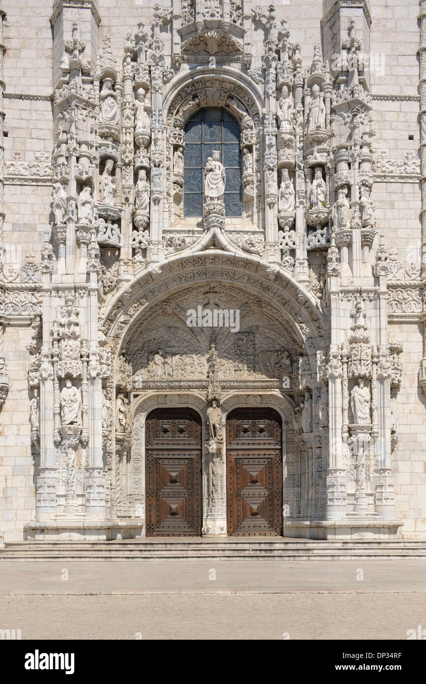 Door at Jeronimos Monastery, UNESCO World Heritage Site, Belem, Lisbon, Portugal Stock Photo