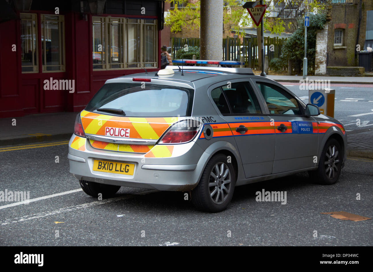 Silver police car parked on the street in Croydon (London) England Stock Photo
