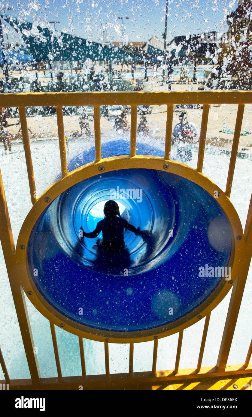 Jun 22, 2006; Sacramento, CA, USA; JA child goes down a slide at