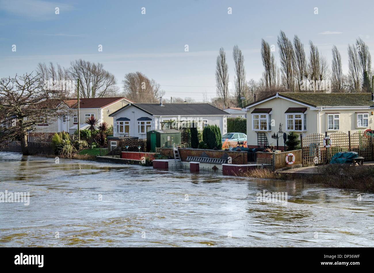 Iford Bridge Home Park, Bournemouth, Dorset, UK. 7th January 2014. floodwater from the Stour at Iford Bridge Home Park near Bournemouth, where all 90 residents were forced to move out. Credit:  Mike McEnnerney/Alamy Live News Stock Photo