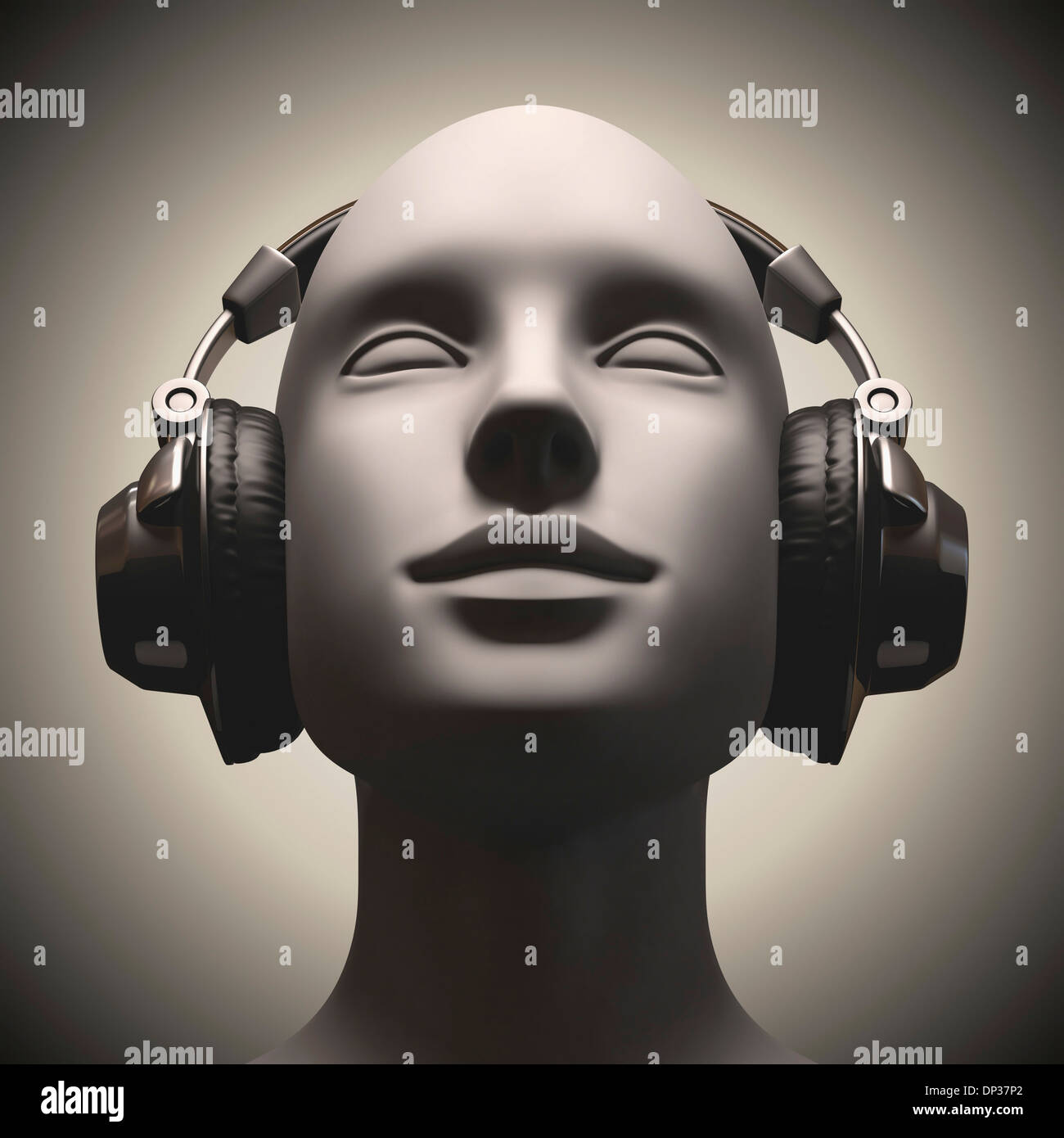 Headphone use, artwork Stock Photo Alamy