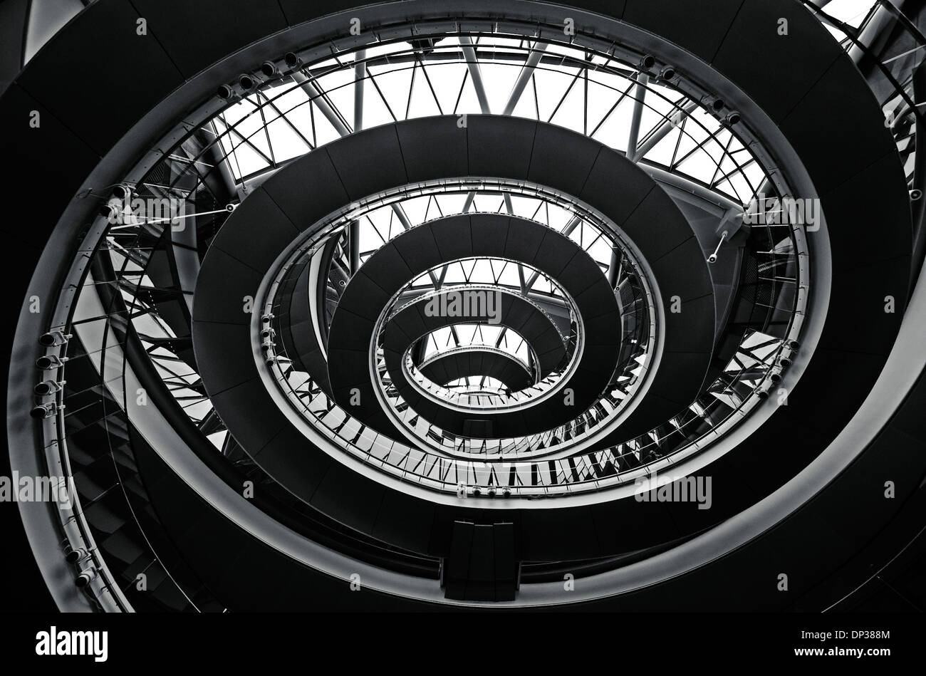 Spirals of the staircase inside City Hall, London England UK Stock Photo