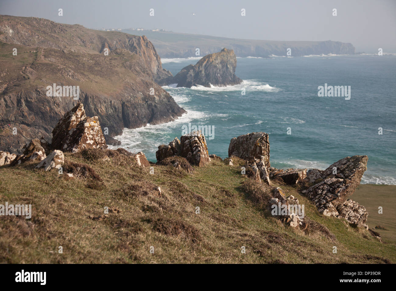 Rocks on the cliffs above Kynance Cove, Lizard Point, Cornwall, England ...