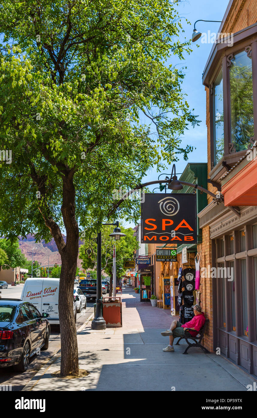 Main Street in downtown Moab, Utah, USA Stock Photo