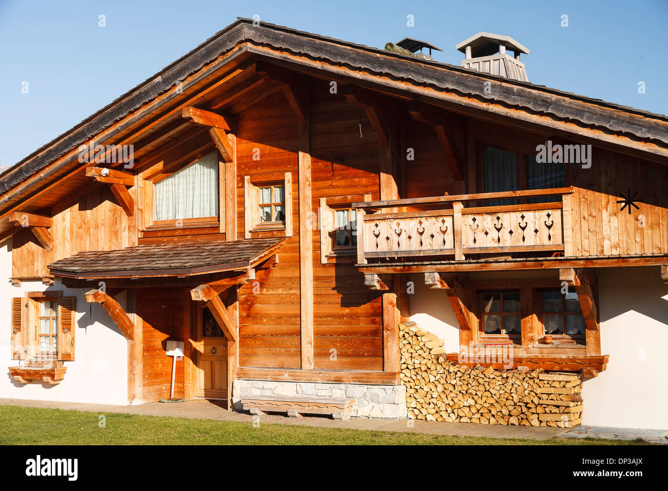 House typical architecture, Cordon, French Alps, Savoie, France, Europe Stock Photo