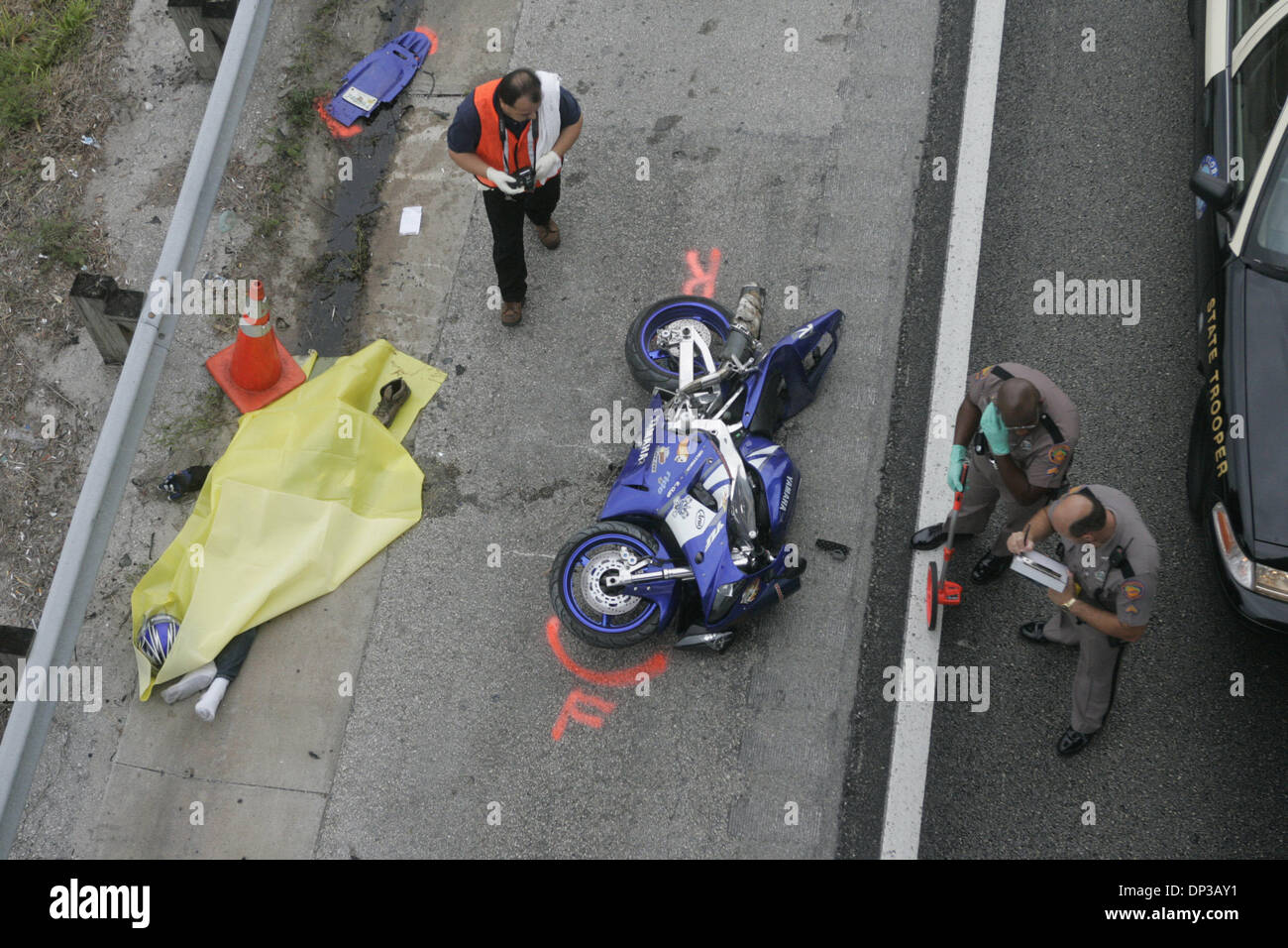 Jun 26, 2006; Palm Beach Gardens, FL, USA; A fatal motorcycle accident on  I-95 snarled southbound morning rush hour traffic at PGA Blvd in Palm Beach  Gardens today, Monday, June 26, 2006.