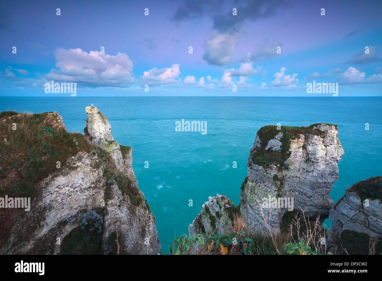 sunrise over cliffs in ocean, Etretat, France Stock Photo - Alamy