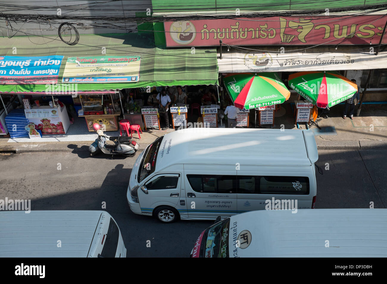 Mini Bus Transport Booths at Victory Monument Bangkok Stock Photo