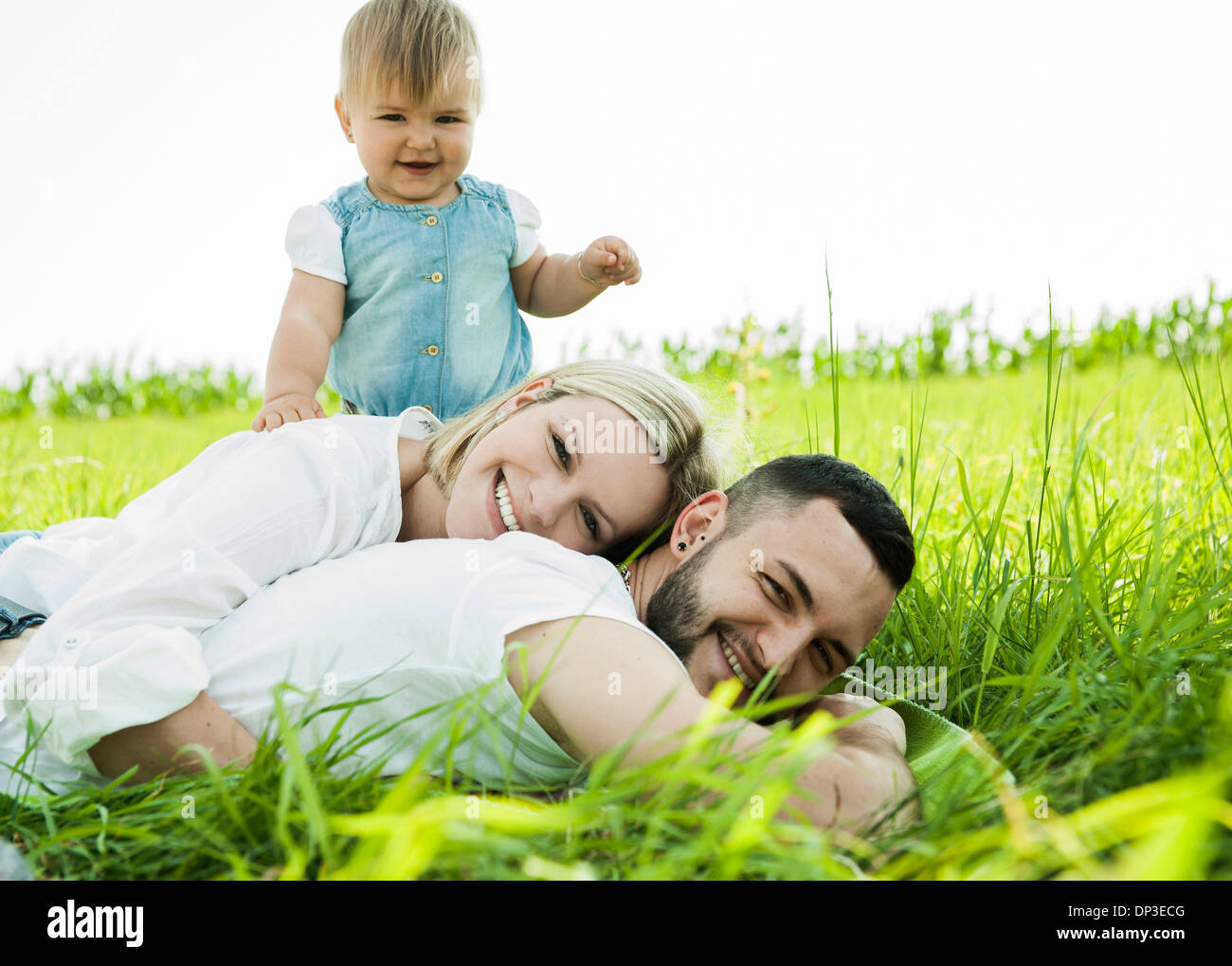 Portrait of Family Outdoors, Mannheim, Baden-Wurttemberg, Germany Stock Photo