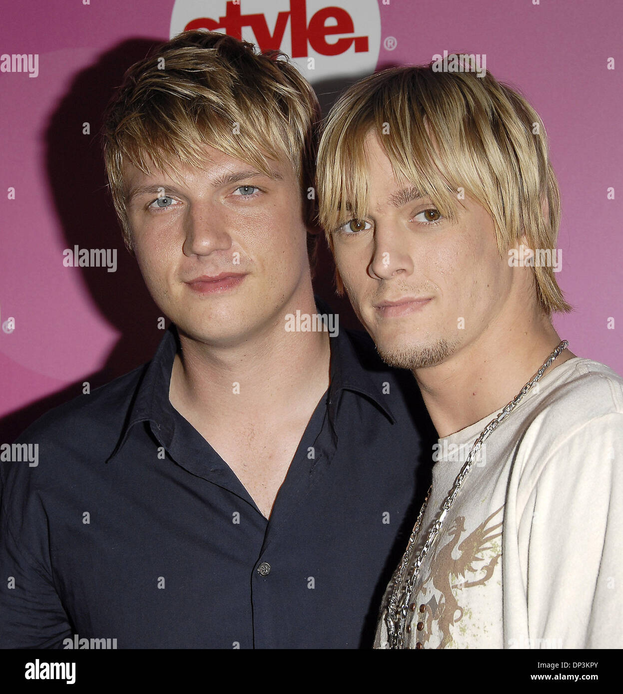 July 11, 2006; Pasadena, CA, USA; Musicians NICK CARTER (L) and AARON CARTER at the Style Network Party as part of the 2006 TCA Summer Press Tour. Mandatory Credit: Photo by Vaughn Youtz. (©) Copyright 2006 by Vaughn Youtz. Stock Photo