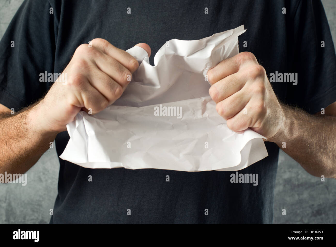 Man tearing contract paper. Bad ideas or project mistakes concept Stock Photo Alamy