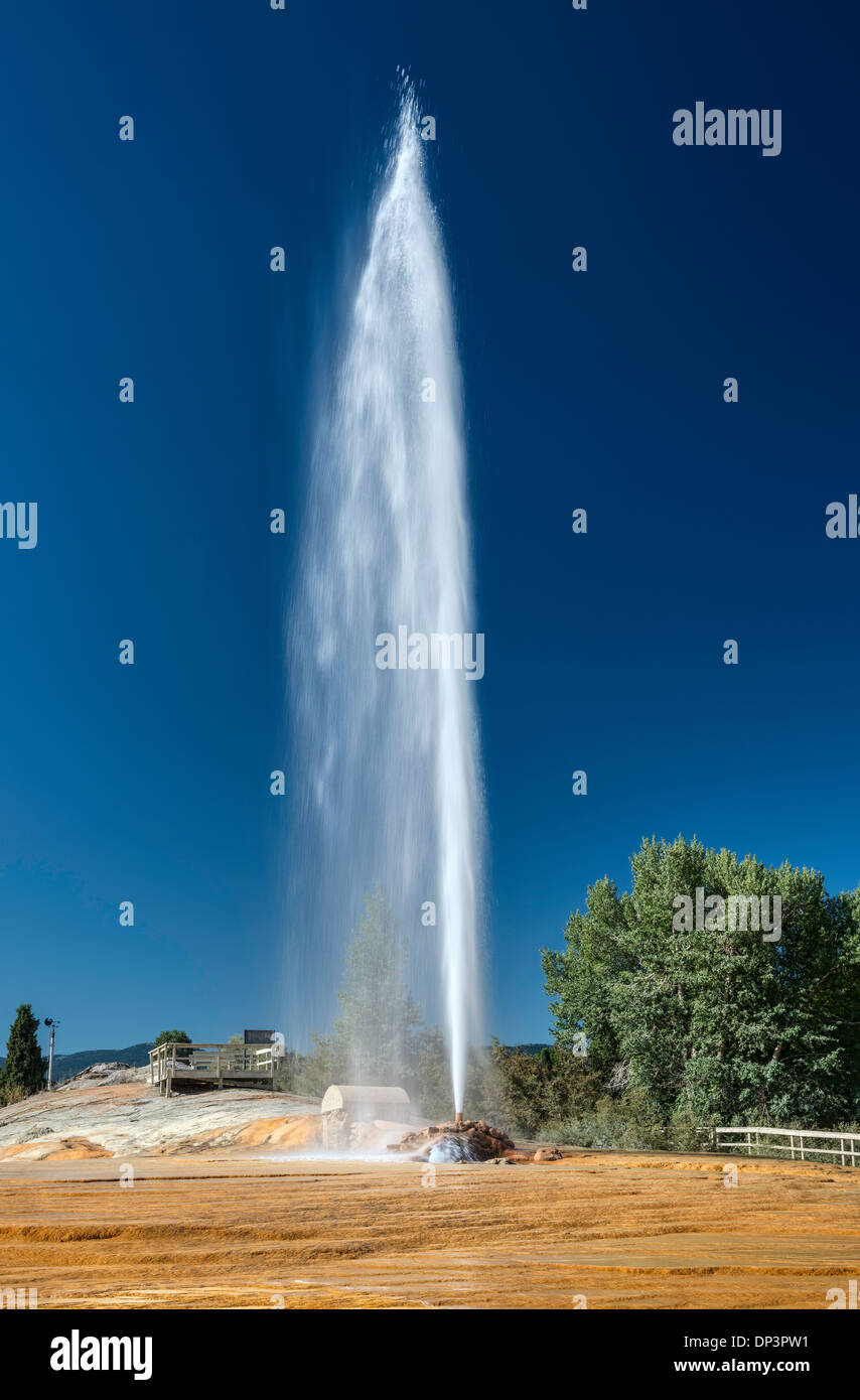 The Geyser, erupting every hour on the hour in Soda Springs, Oregon Trail Bear Lake Scenic Byway