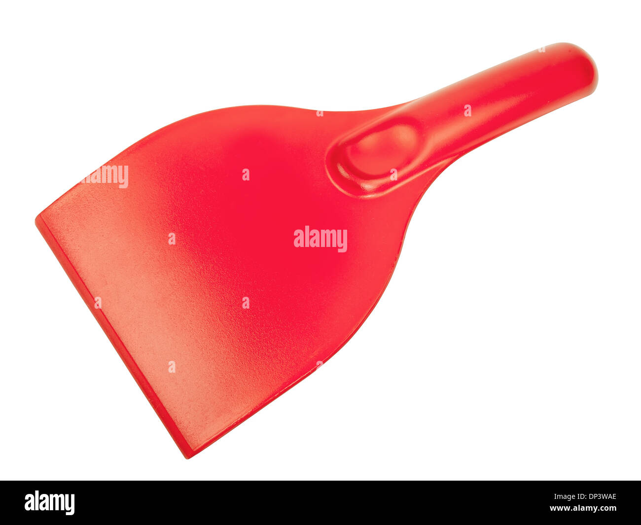 red plastic ice scraper isolated on white background Stock Photo