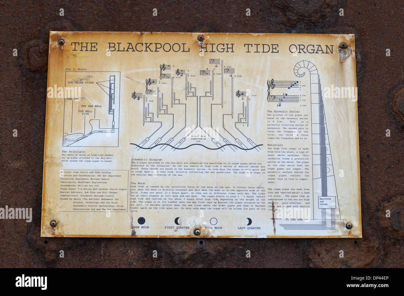 A schematic diagram of the Blackpool High Tide Organ constructed in 2002, designed by the artists Liam Curtin and John Gooding Stock Photo