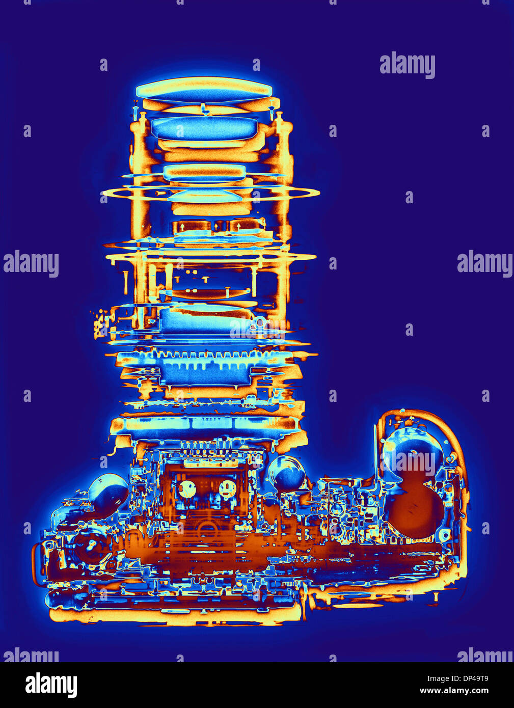 Digital SLR camera, coloured X-ray Stock Photo