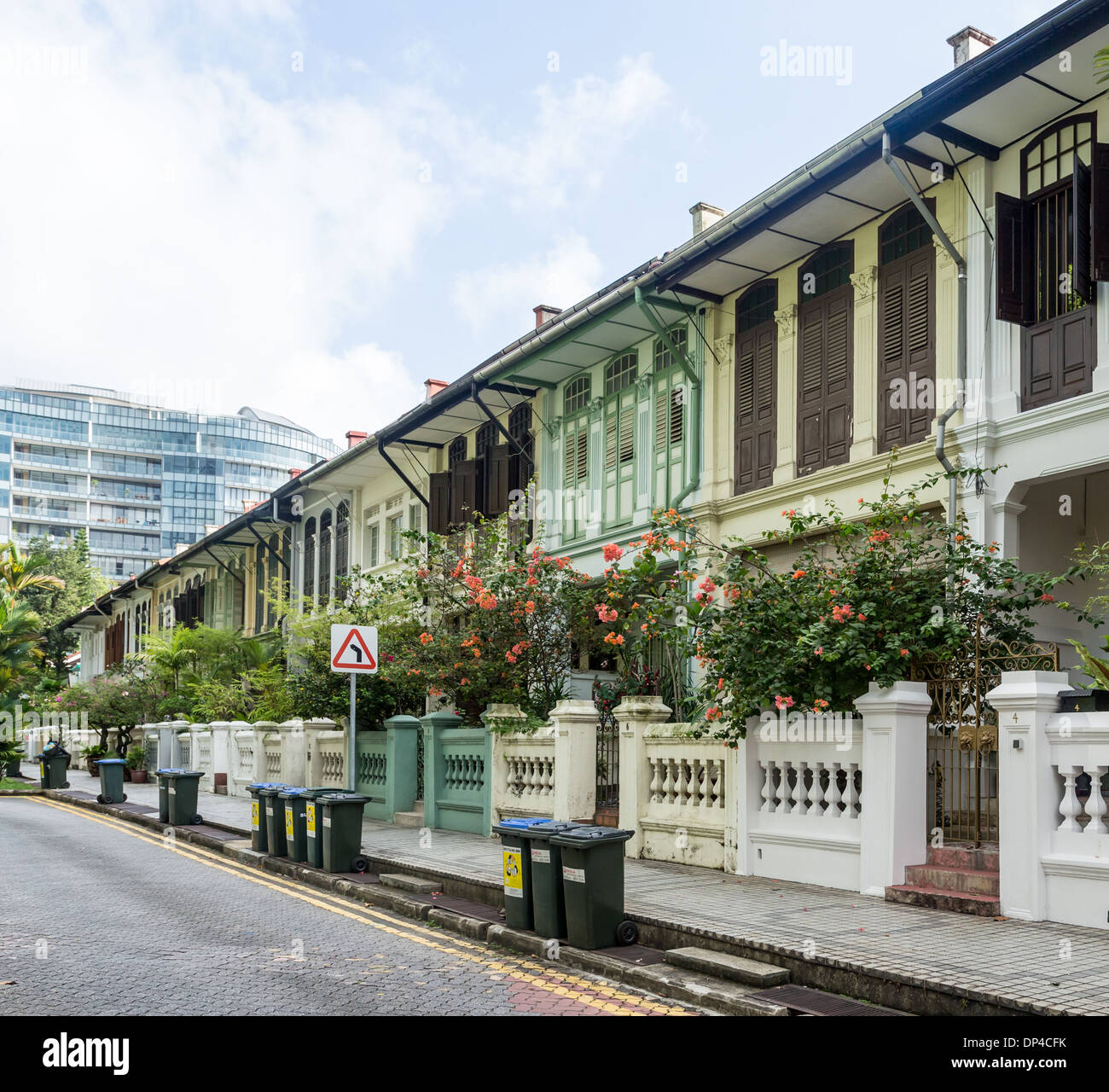 Singapore historic Shop houses now turned in to luxury residences at Emerald Hill, Singapore. Stock Photo