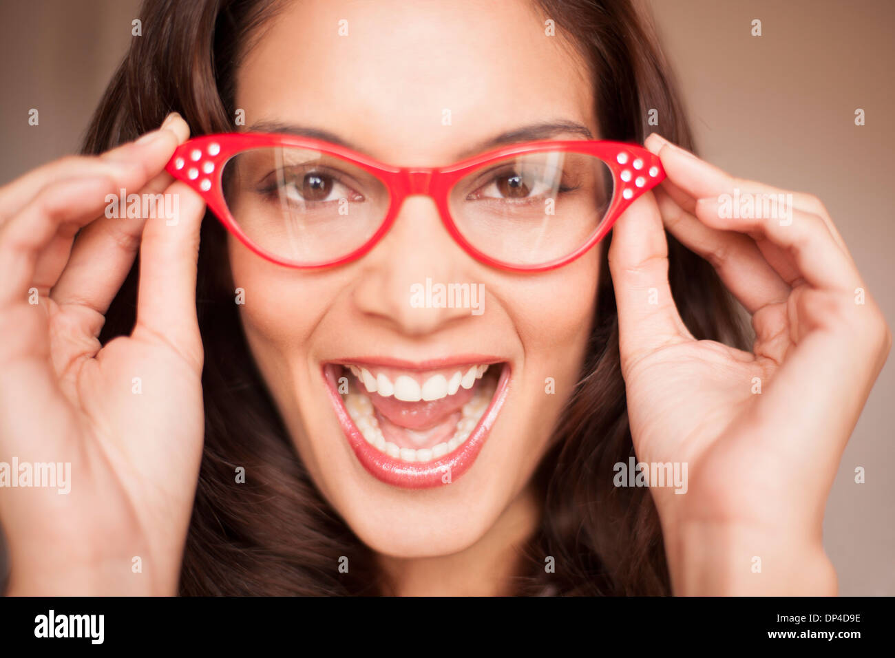 Woman wearing glasses Stock Photo Alamy
