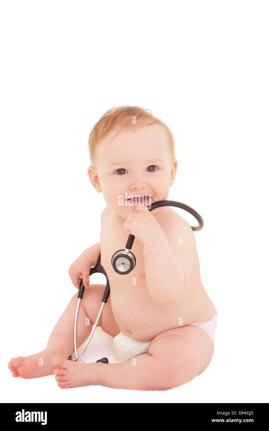 Baby with stethoscope Stock Photo Alamy