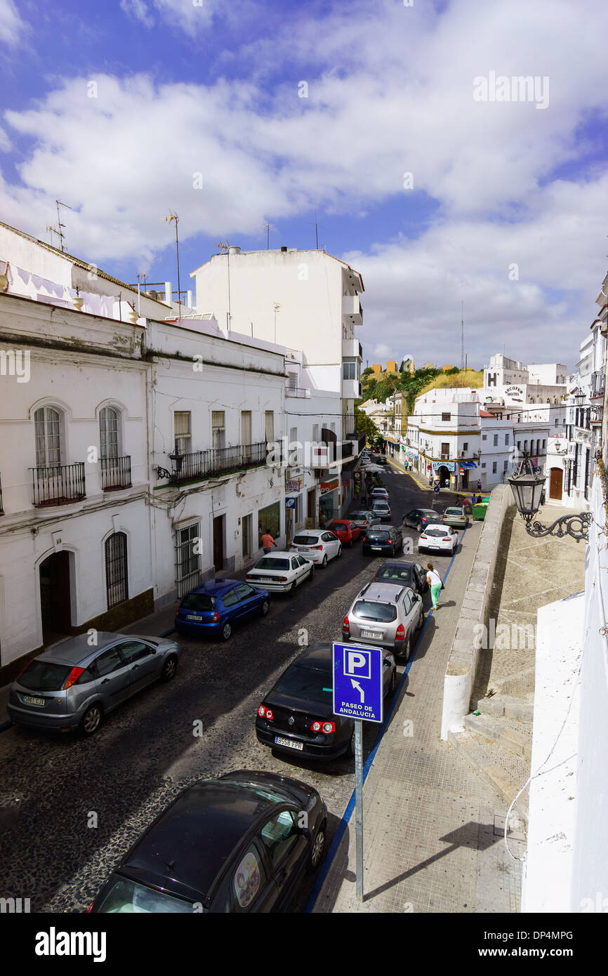 Facades of traditional Southern Spain houses in Arcos de la Frontera Stock Photo