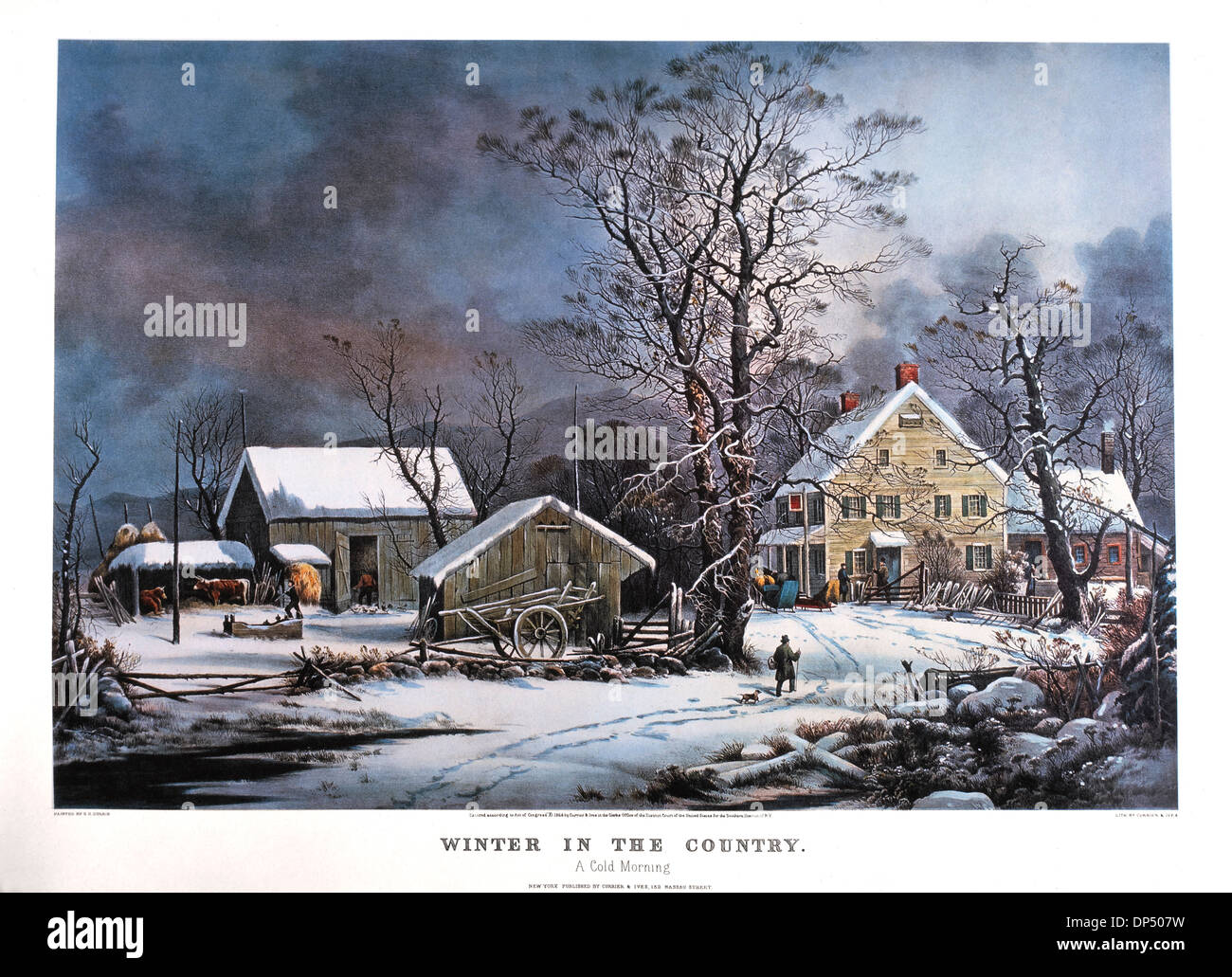 Winter in the Country, A Cold Morning, Lithograph, Currier & Ives, 1864