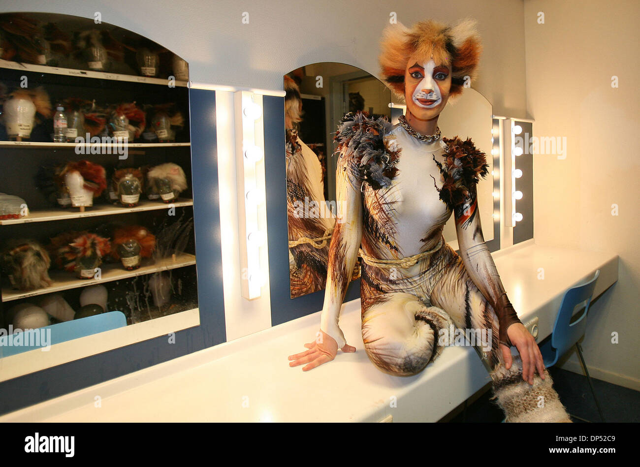 Amsterdam, Netherlands - Stage Actors preparing 'Cats' performance Stock Photo