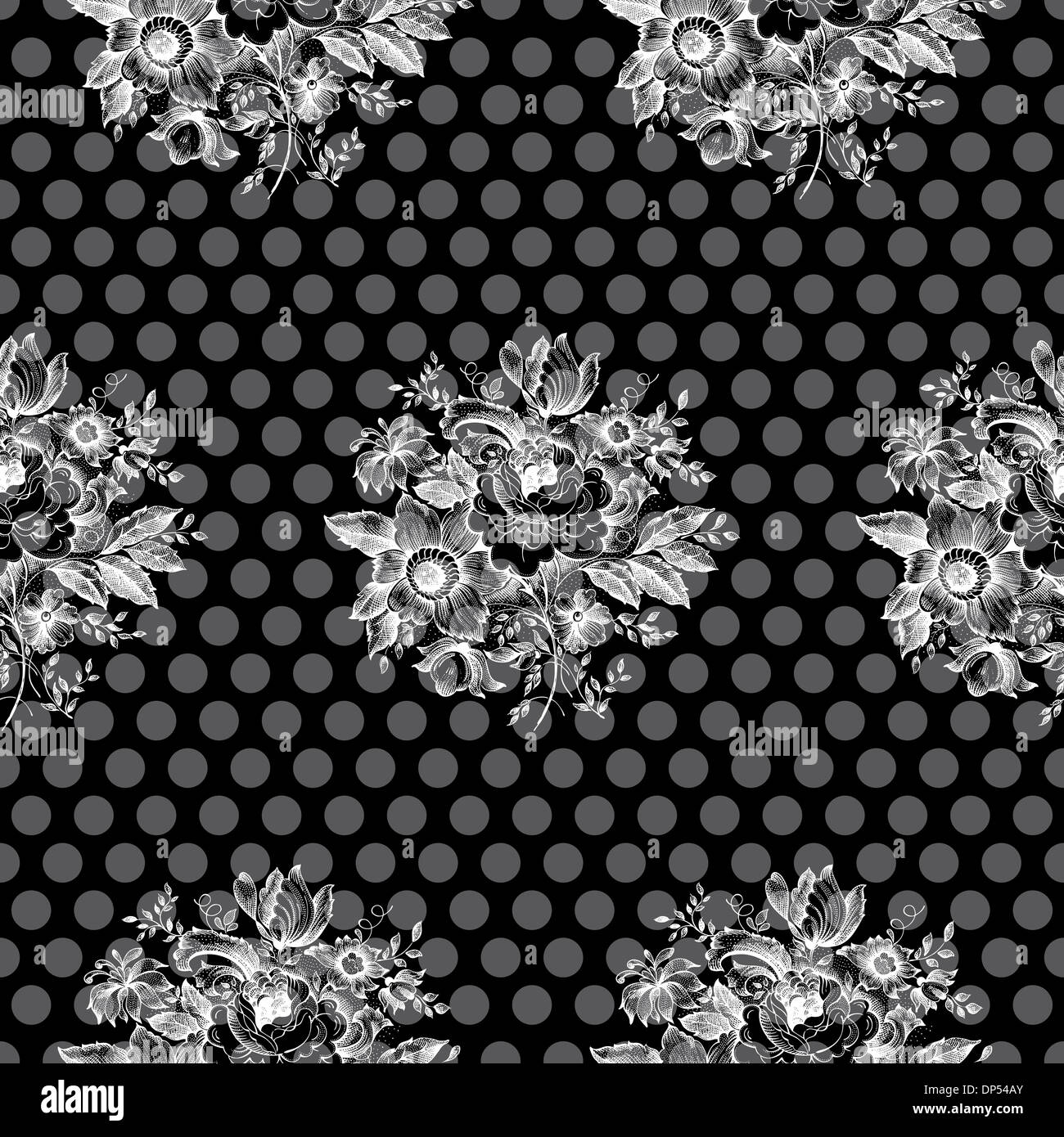 Old wallpaper with floral pattern Black and White Stock Photos & Images ...