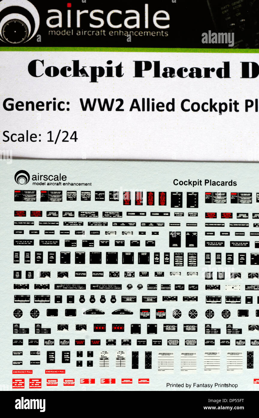 Scale Modelling Aftermarket Decals - 1/24th scale Cockpit Details Stock Photo