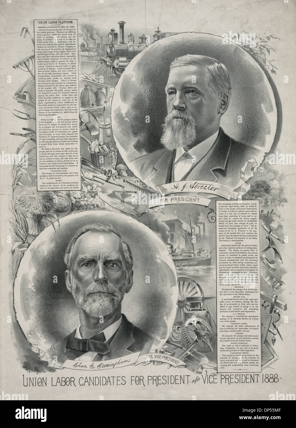 Union labor candidates for president and vice president 1888 Stock Photo