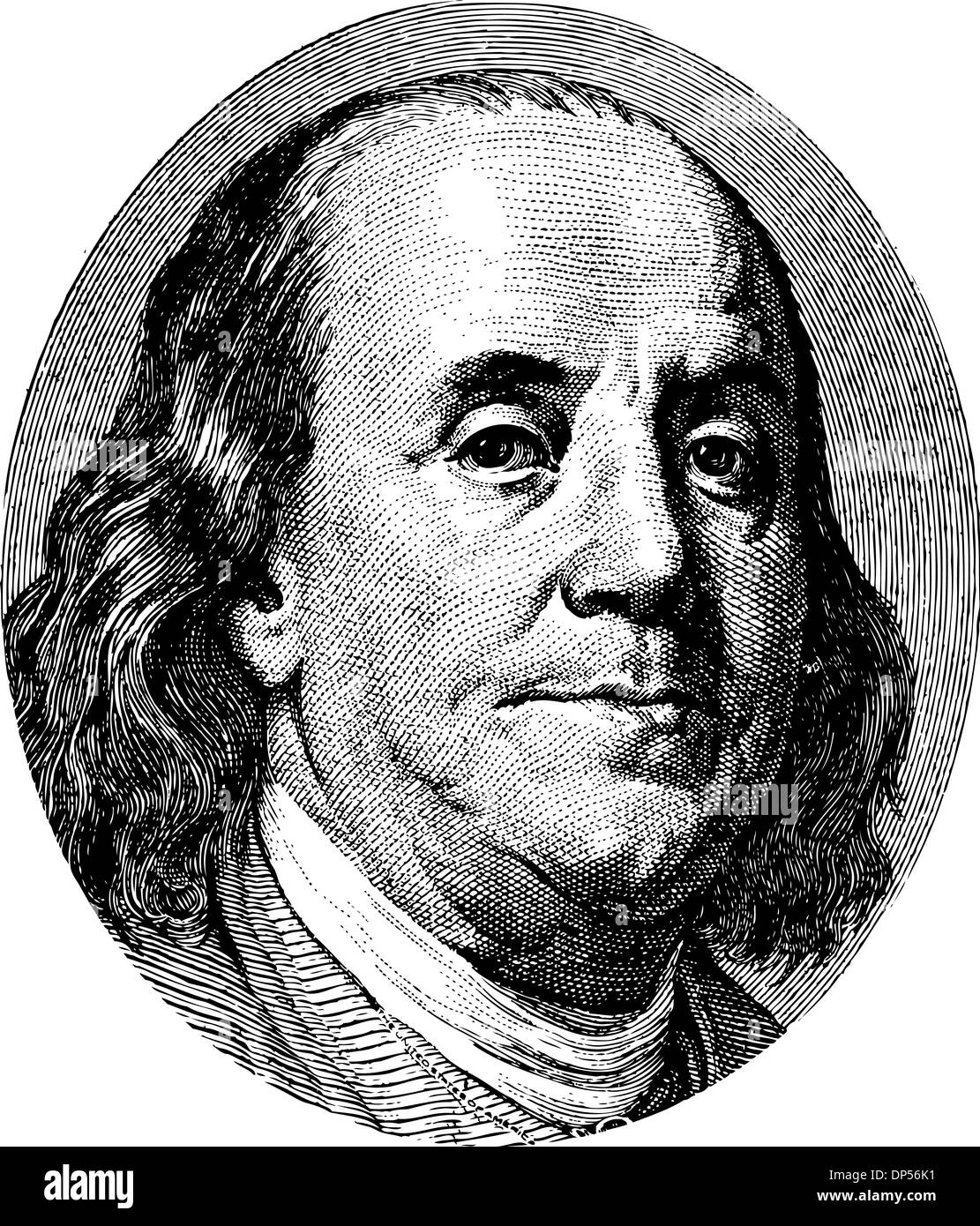 Benjamin Franklin portrait from US dollar bill Stock Photo