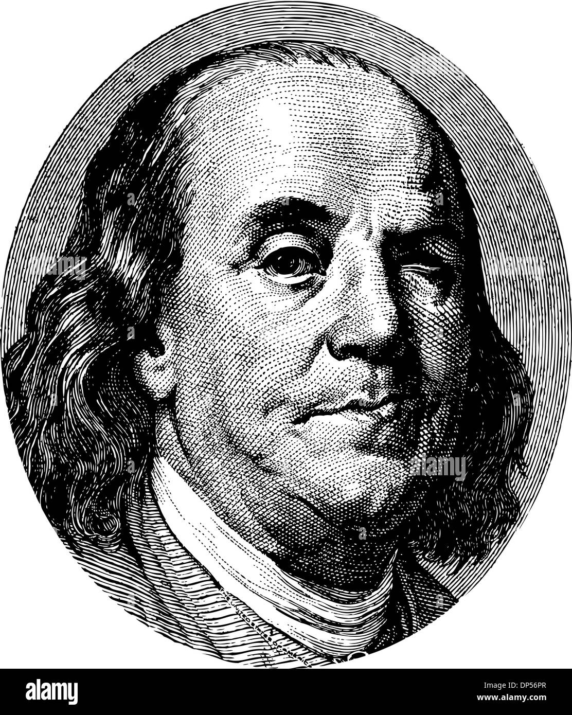 Benjamin Franklin winking portrait Stock Photo