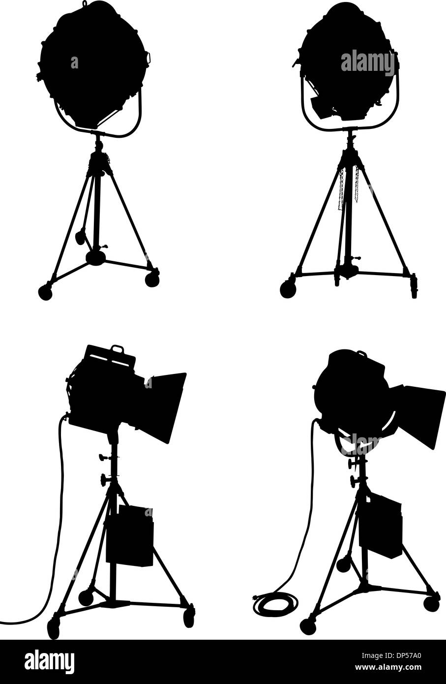 Silhouette studio lighting equipment isolated hires stock photography