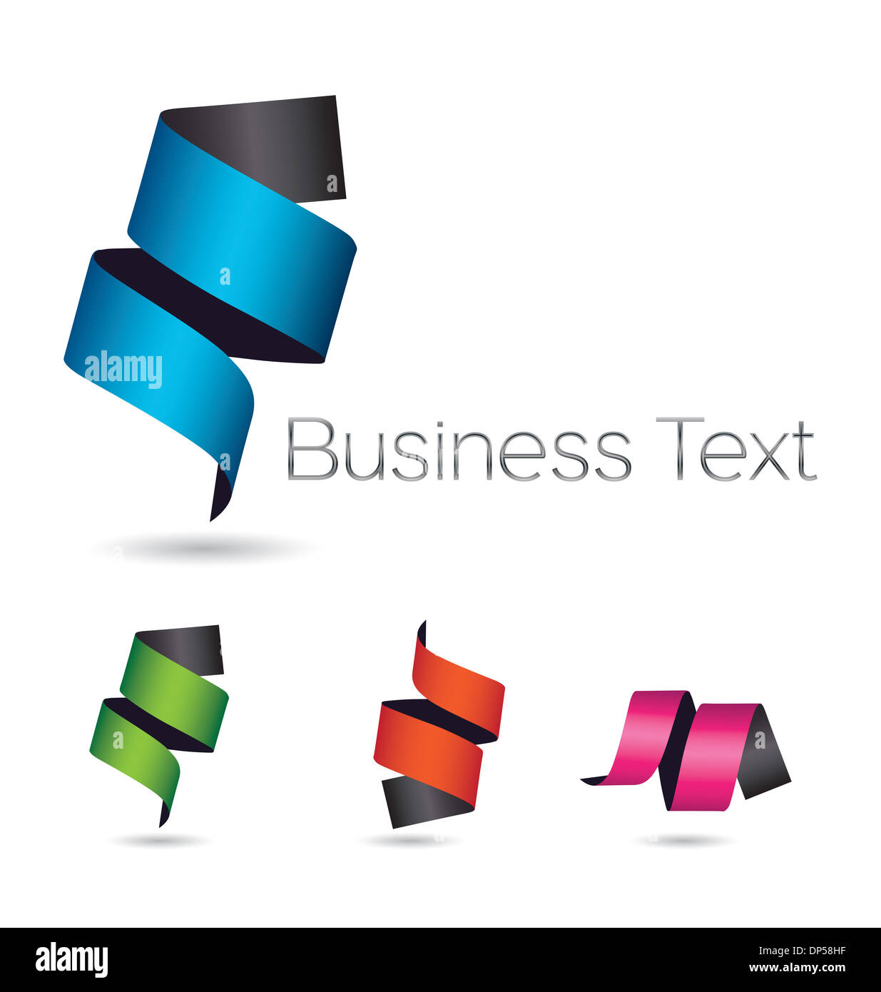 Modern vector design elements with curly ribbon icons Stock Photo - Alamy