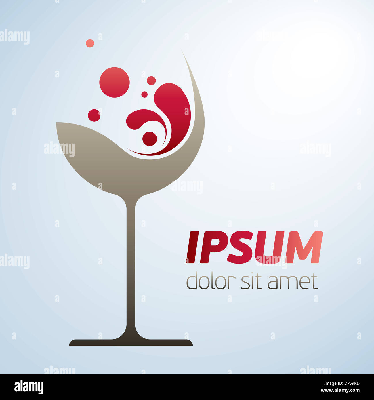 Abstract vector wine glass symbol with stlylized flourishes Stock Photo