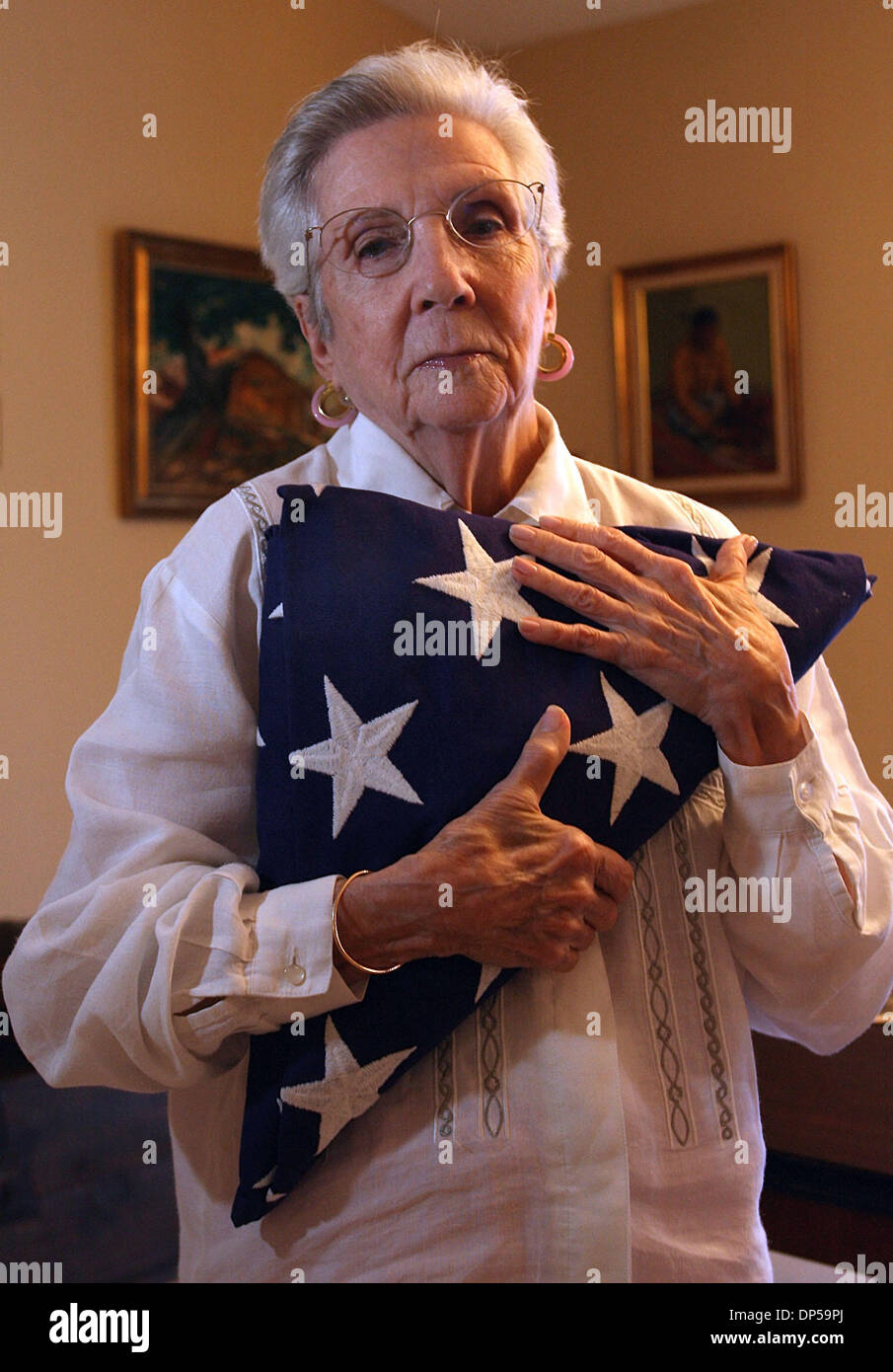Sep 08, 2006; Boca Raton, FL, USA; Leonor Loud holds the flag presented