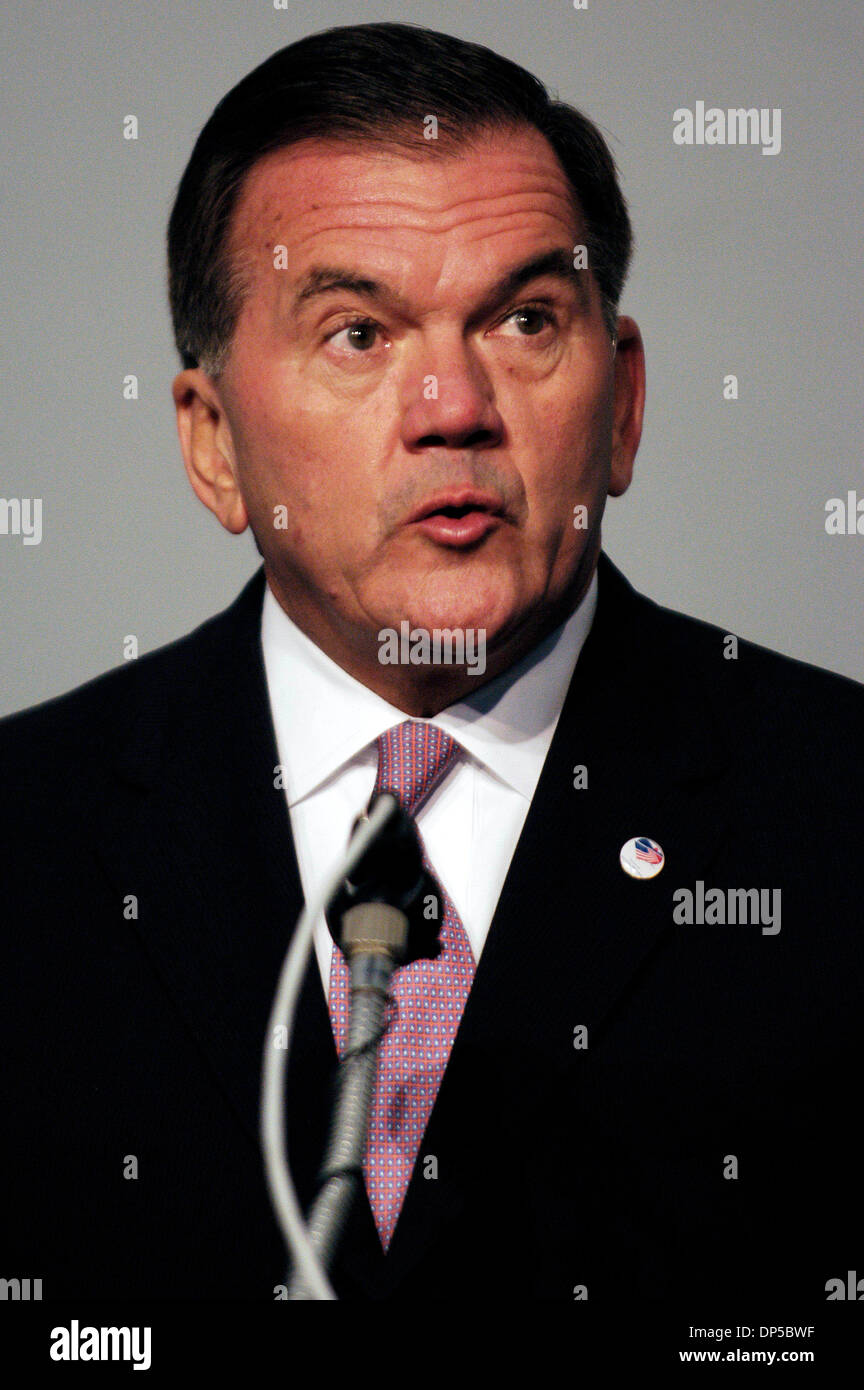 Sep 11, 2006; Shanksville, PA, USA; Former PA Governor TOM RIDGE speaks at  the 5th anniversary of United Flight 93 on 9/11 a temporary memorial was set up for United Flight 93, that was thwarted by hijackers and crashed in a grassy field on September 11, 2001 in Shanksville, PA, 80 miles south of Pittsburgh.  Mandatory Credit: Photo by C. E. Mitchell/ZUMA Press. (©) Copyright 2006 Stock Photo