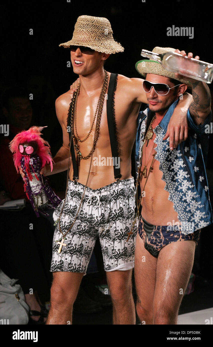 Sep 12, 2006; New York, NY, USA; JOHNNY HAZZARD walks on the runway at the Heatherette Spring/Summer 2007 fashion show during New York Fashion Week. Mandatory Credit: Photo by Nancy Kaszerman/ZUMA Press. (©) Copyright 2006 by Nancy Kaszerman Stock Photo