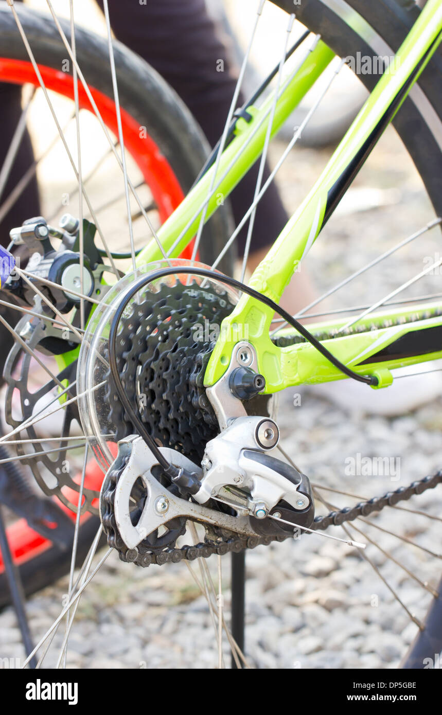 Rear mountain bike cassette on the wheel with chain Stock Photo Alamy