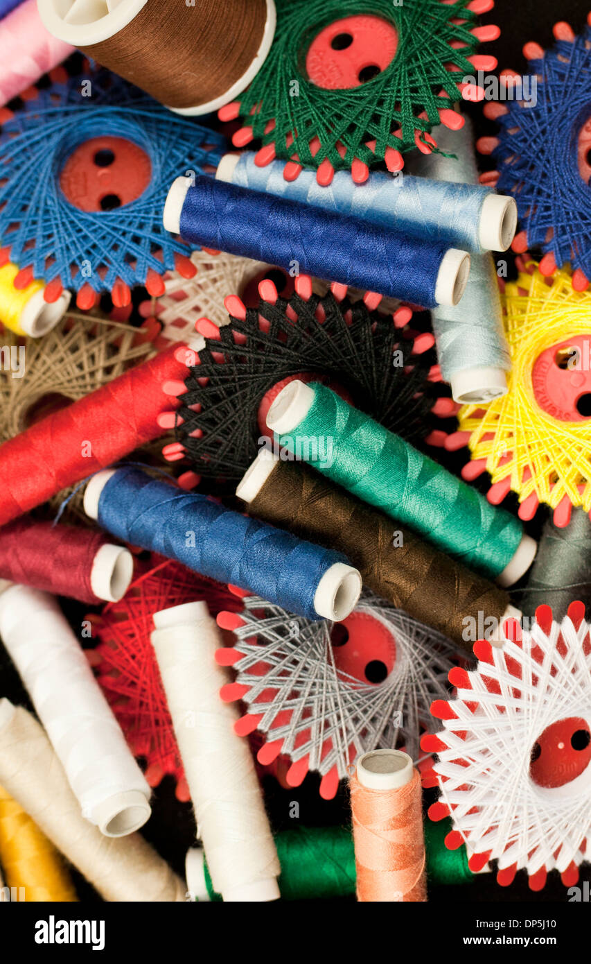 Multicolored sewing threads. Stock Photo