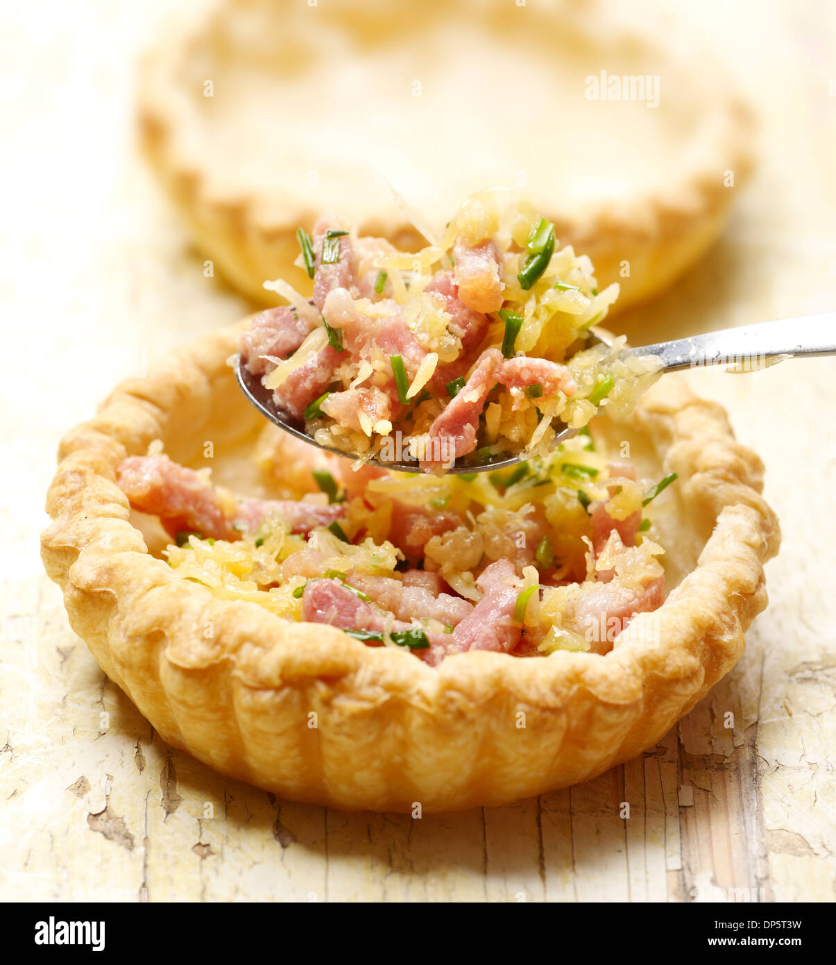 tasty quiche being prepared for dinner Stock Photo