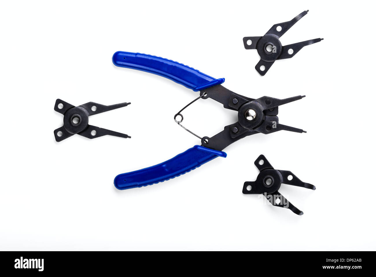 universal snap ring pliers set isolated on white background Stock Photo