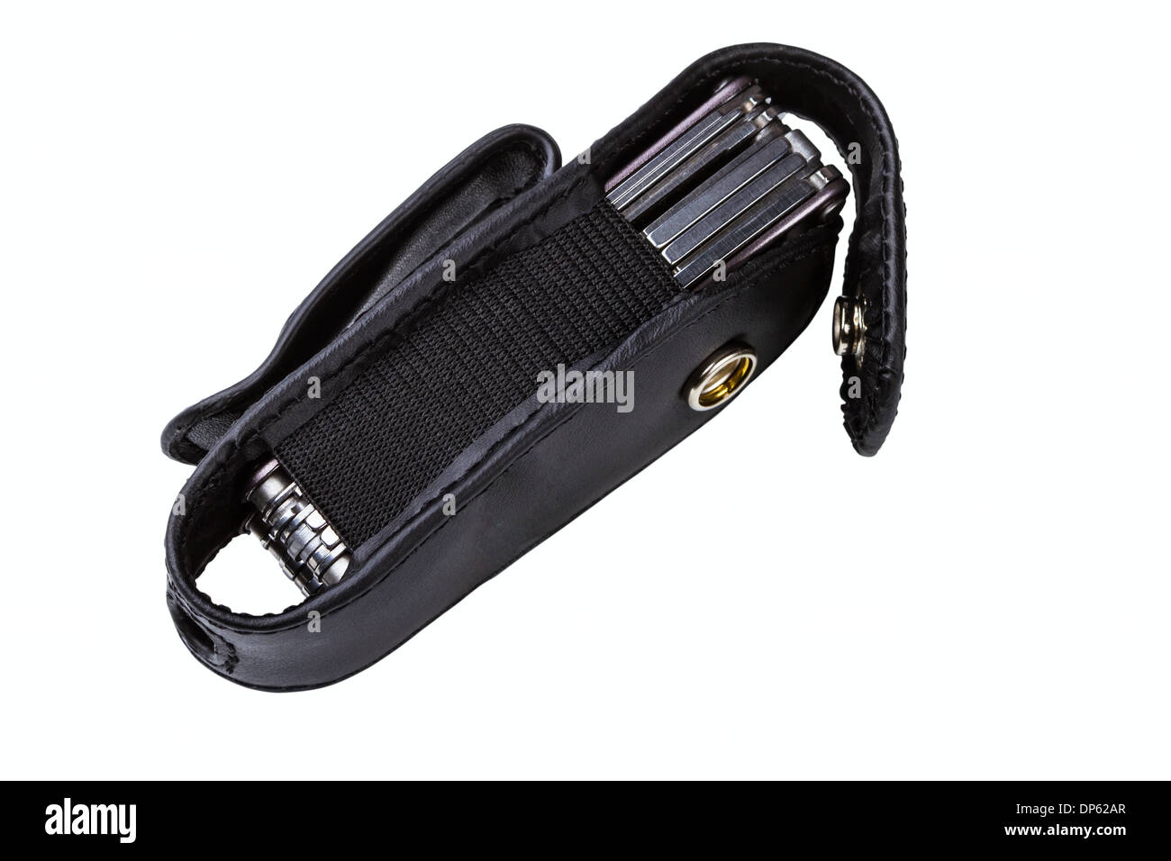 steel folding multitool isolated on a white background Stock Photo