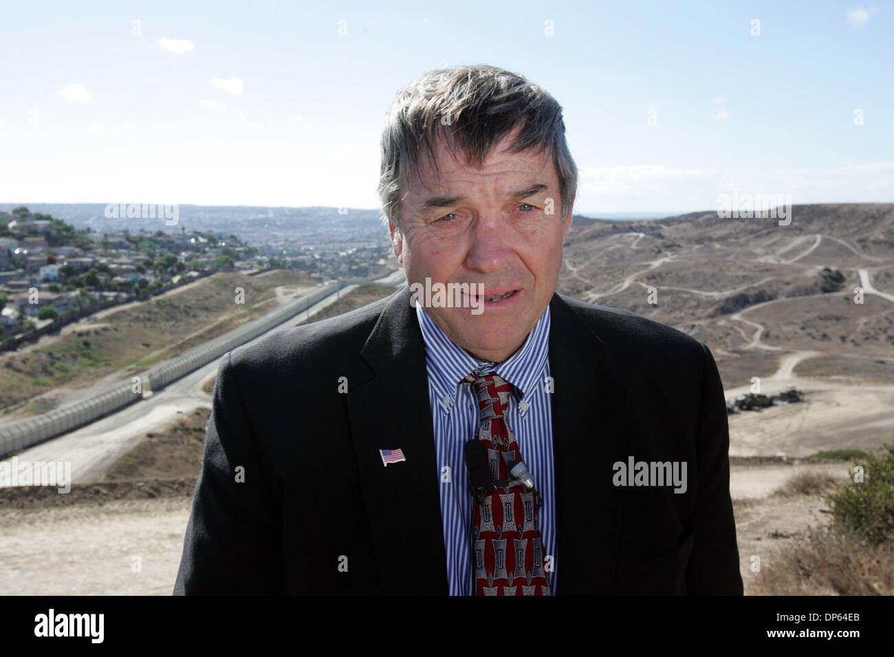 Oct 06, 2006; San Diego, CA, USA; Congressman Duncan Hunter (R-52) who disputes the assertion of some in government who feel the construction of 700-mile border fence on the U.S.-Mexico border is optional. Hunter is at a location on the U.S. side known as Arnie's Point which overlooks the double layered border fence and on the Mexican side the Colonia of Libertada. Mandatory Credit Stock Photo