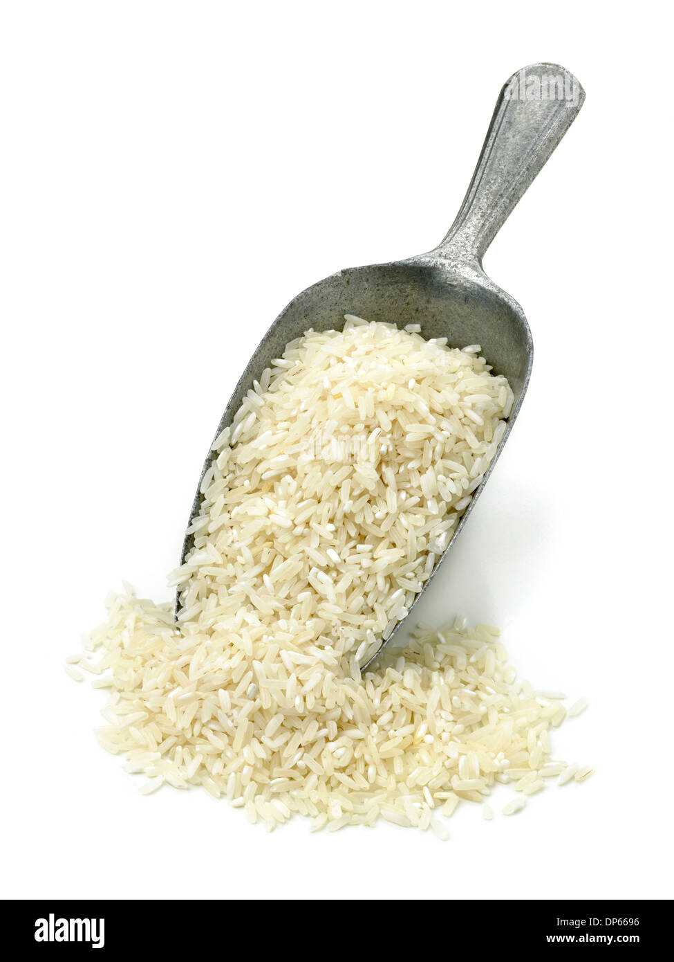 white rice in a scoop Stock Photo