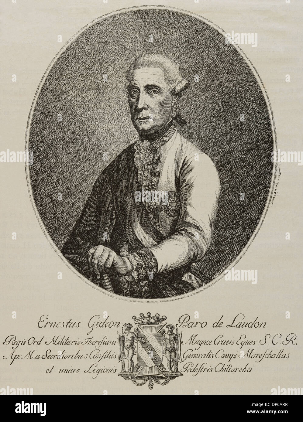 Ernst Gideon von Laudon (1717-1790). Austrian Geneneralissimo. Engraving. Stock Photo