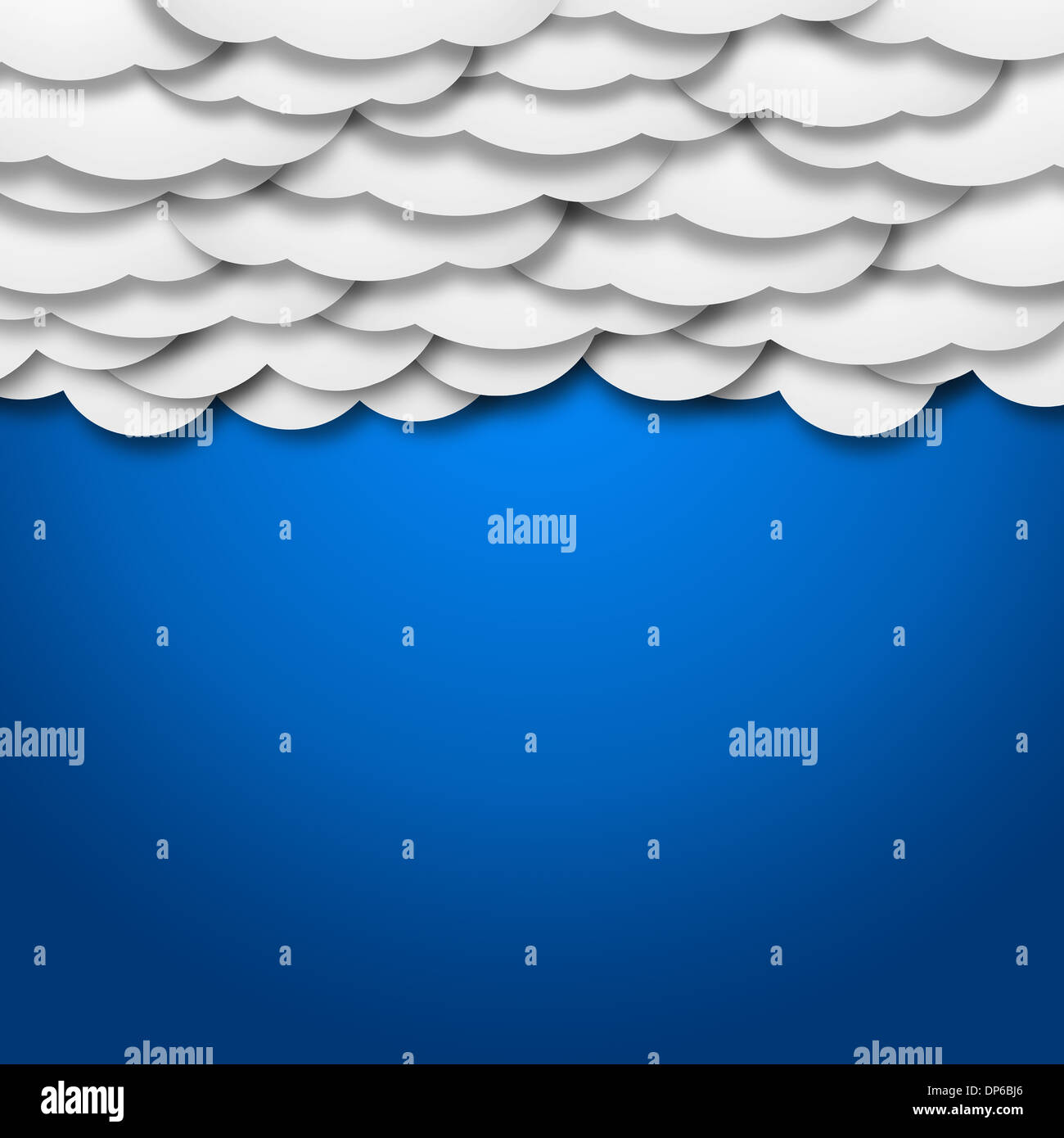 White paper clouds over blue background - illustration Stock Photo - Alamy